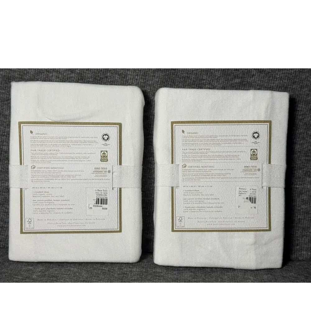 (2) Pottery Barn Teen Organic Favorite Tee Standard Sham NWT White - Set of 2